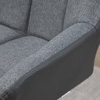 2er-Set Barhocker Grau – Höhenverstellbar, Drehbar, Retro-Design Kunstleder/Leinen-Optik (64–85 cm)