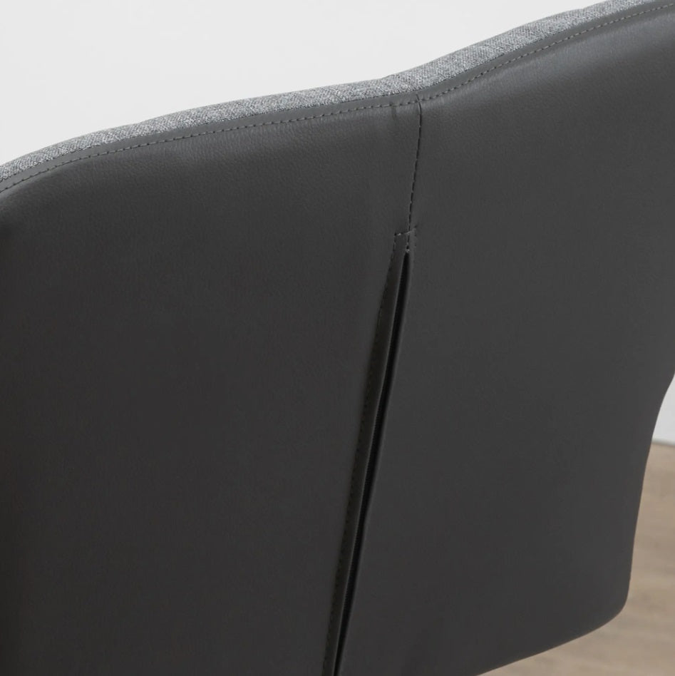 2er-Set Barhocker Grau – Höhenverstellbar, Drehbar, Retro-Design Kunstleder/Leinen-Optik (64–85 cm)