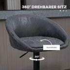 2er Barhocker Set Dunkelgrau – Höhenverstellbar & 360° Drehbar, Kunstleder, mit Arm- & Rückenlehne