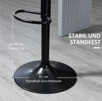 2er Barhocker Set Schwarz – Höhenverstellbar, Drehbar, Kunstleder mit Muschel-Rückenlehne (61–81 cm)