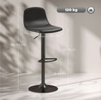 2er Barhocker Set Schwarz – Höhenverstellbar (58–78 cm), Drehbar, Kunstleder, mit Rückenlehne