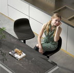 2er Barhocker Set Schwarz – Höhenverstellbar (58–78 cm), Drehbar, Kunstleder, mit Rückenlehne