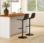 2er Barhocker Set Schwarz – Höhenverstellbar (58–78 cm), Drehbar, Kunstleder, mit Rückenlehne