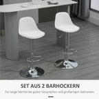 2er Barhocker Set Weiß – Höhenverstellbar (62–82 cm), Drehbar, Kunstleder, bis 120 kg
