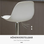 2er Barhocker Set Weiß – Höhenverstellbar (62–82 cm), Drehbar, Kunstleder, bis 120 kg