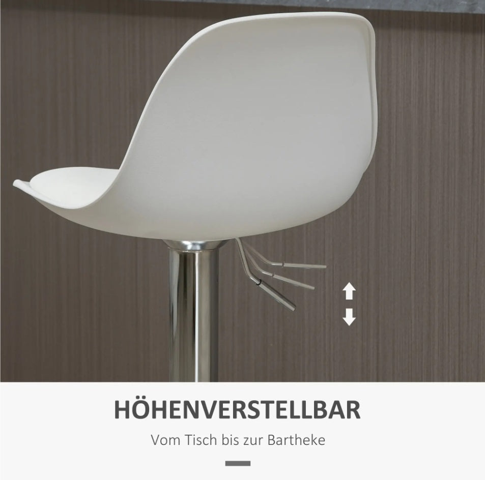 2er Barhocker Set Weiß – Höhenverstellbar (62–82 cm), Drehbar, Kunstleder, bis 120 kg