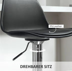 2er Barhocker Set Schwarz – Höhenverstellbar (62–82 cm), Drehbar, Kunstleder, bis 120 kg