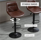 2er Barhocker Set Braun – Höhenverstellbar, 360° Drehbar, Kunstleder im Vintage Used-Look (59–79 cm)