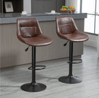 2er Barhocker Set Braun – Höhenverstellbar, 360° Drehbar, Kunstleder im Vintage Used-Look (59–79 cm)