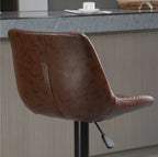 2er Barhocker Set Braun – Höhenverstellbar, 360° Drehbar, Kunstleder im Vintage Used-Look (59–79 cm)
