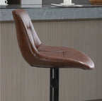 2er Barhocker Set Braun – Höhenverstellbar, 360° Drehbar, Kunstleder im Vintage Used-Look (59–79 cm)