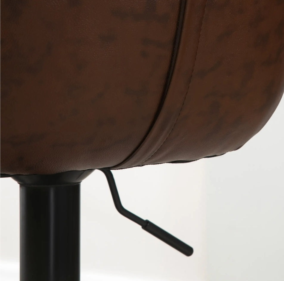 2er Barhocker Set Braun – Höhenverstellbar, 360° Drehbar, Kunstleder im Vintage Used-Look (59–79 cm)