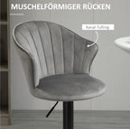 2er Barhocker Set Grau – Samt-Optik, Höhenverstellbar & 360° Drehbar, Diamanttufting