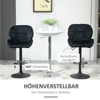 2er Barhocker Set Schwarz – Samt-Optik, Höhenverstellbar & 360° Drehbar, Diamanttufting