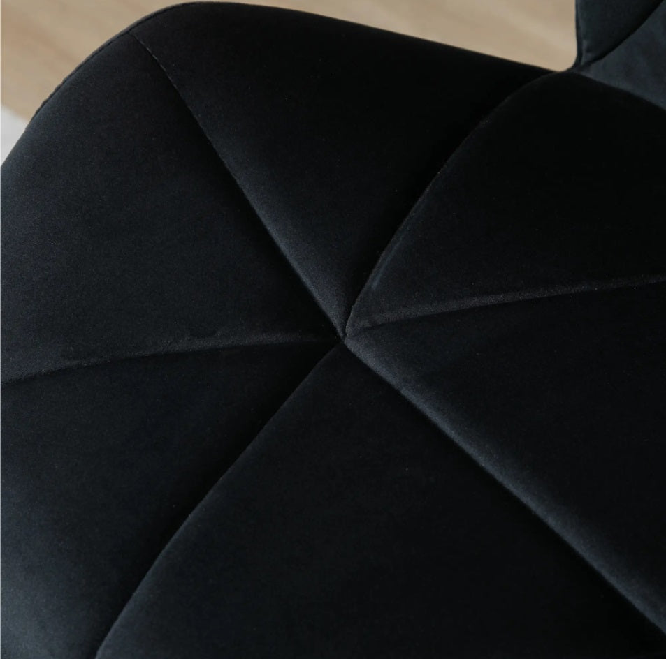 2er Barhocker Set Schwarz – Samt-Optik, Höhenverstellbar & 360° Drehbar, Diamanttufting