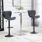 2er Barhocker Set Schwarz – Höhenverstellbar (61–81 cm), 360° Drehbar, Retro-Design Kunstleder