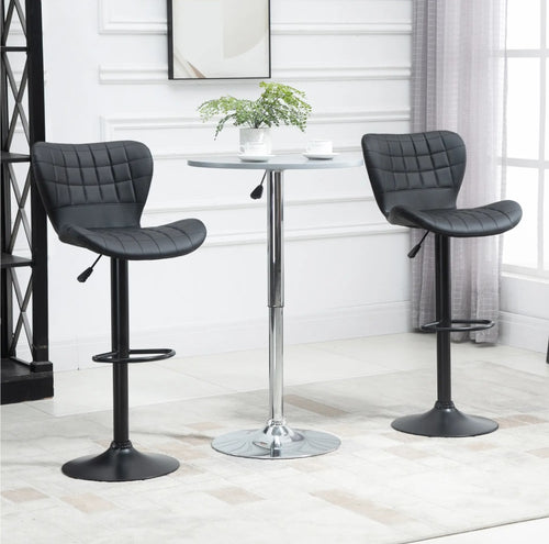 2er Barhocker Set Schwarz – Höhenverstellbar (61–81 cm), 360° Drehbar, Retro-Design Kunstleder