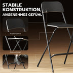 2er Barhocker Set Schwarz – Klappbar, Platzsparend, Feste Sitzhöhe 63 cm, Stahlrahmen