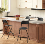 2er Barhocker Set Schwarz – Klappbar, Platzsparend, Feste Sitzhöhe 63 cm, Stahlrahmen