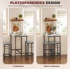 3-teiliges Bartisch-Set Industrial Grau – Stehtisch (80x50 cm) mit 2 Hockern, Platzsparend