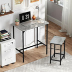3-teiliges Bartisch-Set Industrial Grau – Stehtisch (80x50 cm) mit 2 Hockern, Platzsparend