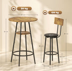 3-teiliges Bartisch-Set Industrial – 2 Gepolsterte Hocker mit Lehne & 2-stufiger Tisch