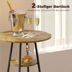 3-teiliges Bartisch-Set Industrial – 2 Gepolsterte Hocker mit Lehne & 2-stufiger Tisch
