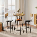 3-teiliges Bartisch-Set Industrial – 2 Gepolsterte Hocker mit Lehne & 2-stufiger Tisch