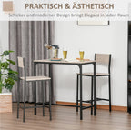 3-teiliges Bar-Set Natur/Schwarz – Stehtisch & 2 Barstühle mit Hoher Rückenlehne, Outdoor