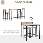 3-teiliges Bar-Set Natur/Schwarz – Stehtisch & 2 Barstühle mit Hoher Rückenlehne, Outdoor