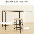 5-teiliges Bartisch-Set Eiche/Schwarz – Stehtisch & 4 Hocker, Platzsparend (100x60 cm)