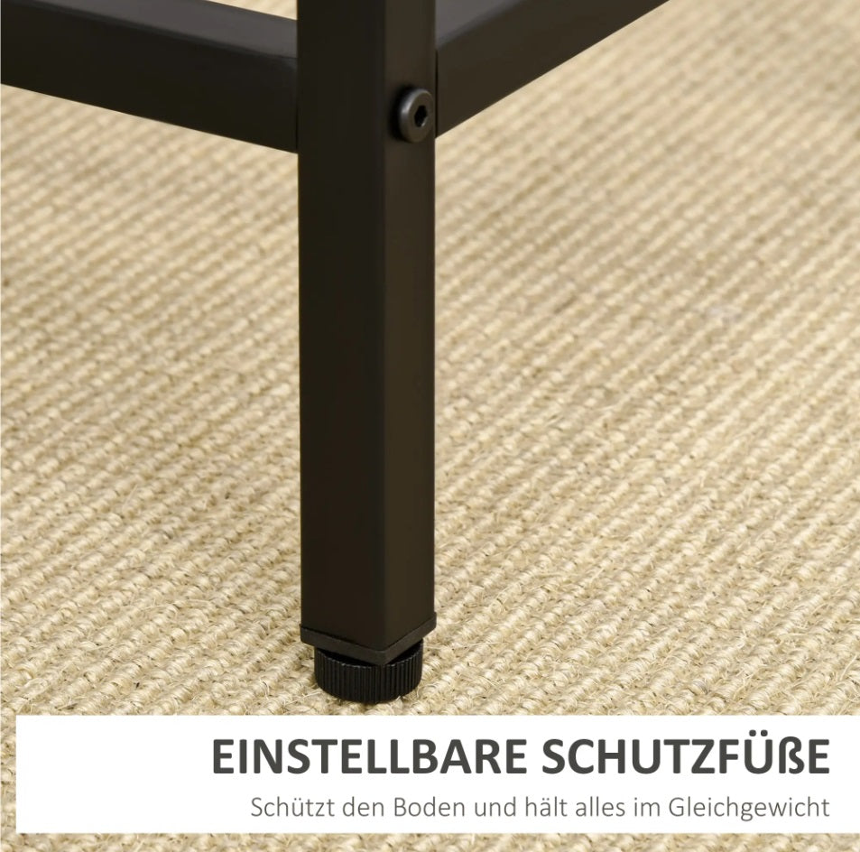 5-teiliges Bartisch-Set Eiche/Schwarz – Stehtisch & 4 Hocker, Platzsparend (100x60 cm)