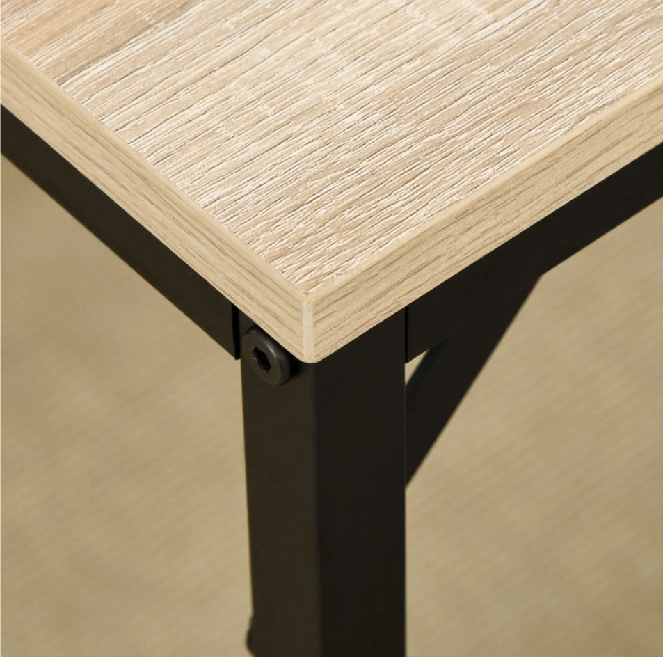 5-teiliges Bartisch-Set Eiche/Schwarz – Stehtisch & 4 Hocker, Platzsparend (100x60 cm)