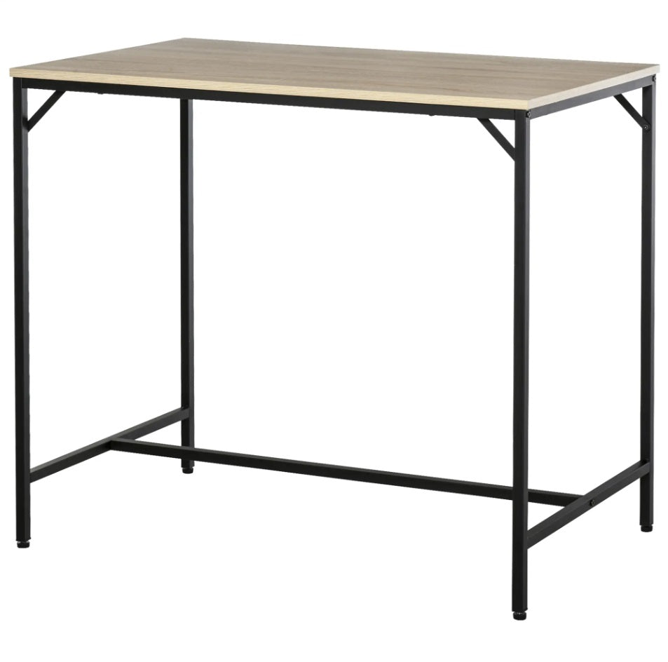 5-teiliges Bartisch-Set Eiche/Schwarz – Stehtisch & 4 Hocker, Platzsparend (100x60 cm)