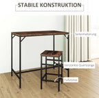 5-teiliges Bartisch-Set Rustikal-Braun/Schwarz – Stehtisch & 4 Hocker, Platzsparend (100x60 cm)