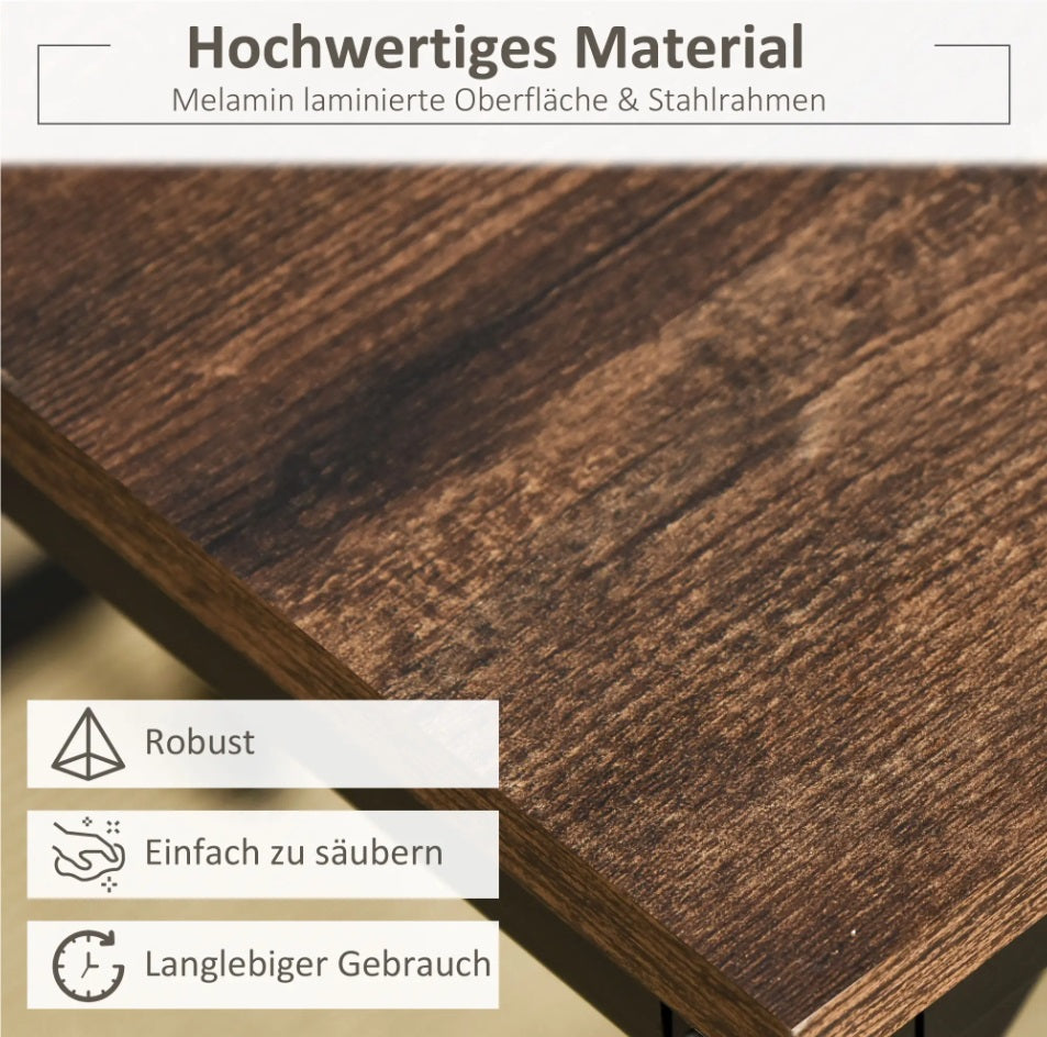 5-teiliges Bartisch-Set Rustikal-Braun/Schwarz – Stehtisch & 4 Hocker, Platzsparend (100x60 cm)