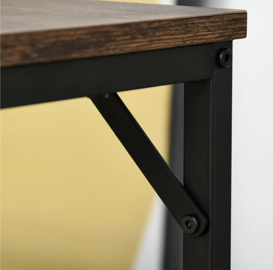 5-teiliges Bartisch-Set Rustikal-Braun/Schwarz – Stehtisch & 4 Hocker, Platzsparend (100x60 cm)