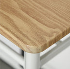 3-teiliges Bartisch-Set Weiß/Eiche – Küchentisch (80x50 cm) mit Lagerregal & 2 Barhockern