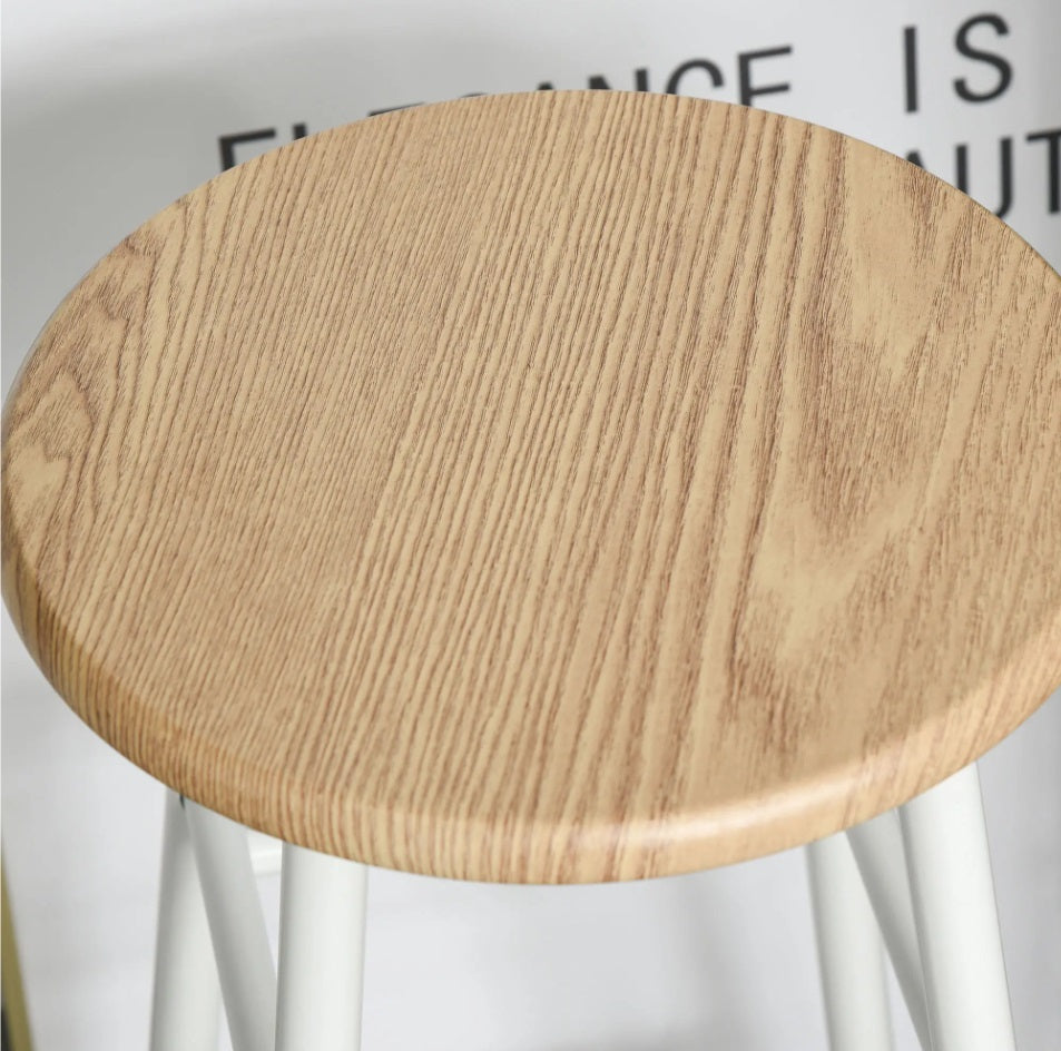 3-teiliges Bartisch-Set Weiß/Eiche – Küchentisch (80x50 cm) mit Lagerregal & 2 Barhockern