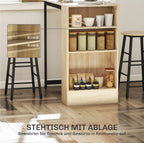 3-teiliges Bartisch-Set Eiche/Schwarz – Tresen mit 3 Verstellbaren Regalen & 2 Hockern
