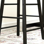 3-teiliges Bartisch-Set Eiche/Schwarz – Tresen mit 3 Verstellbaren Regalen & 2 Hockern