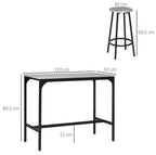 5-tlg. Bartisch-Set Industriedesign Grau – Küchentresen & 4 Barhocker (110x50 cm), Kompakt