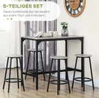 5-tlg. Bartisch-Set Industriedesign Grau – Küchentresen & 4 Barhocker (110x50 cm), Kompakt