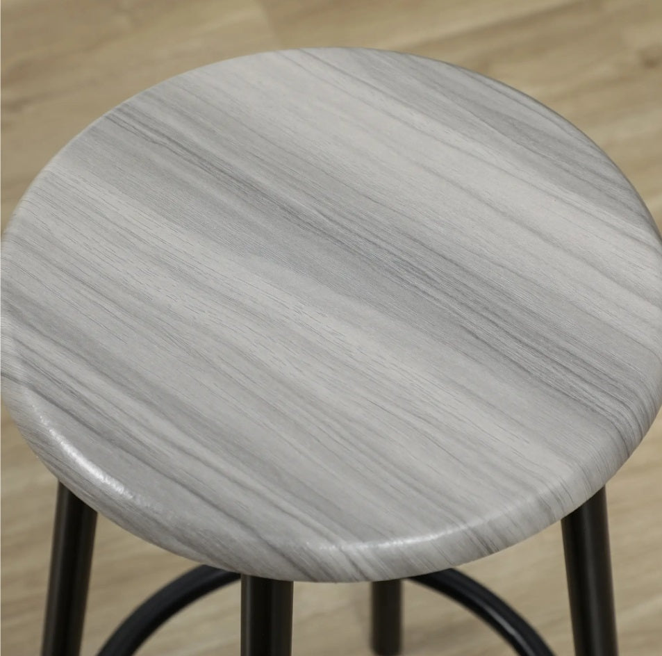 5-tlg. Bartisch-Set Industriedesign Grau – Küchentresen & 4 Barhocker (110x50 cm), Kompakt