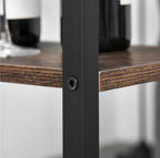 3-teiliges Bartisch-Set mit Seitenregal – Stehtisch (109x60x100 cm) & 2 Hocker, Rustikal-Braun/Schwarz