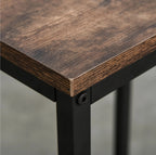 3-teiliges Bartisch-Set mit Seitenregal – Stehtisch (109x60x100 cm) & 2 Hocker, Rustikal-Braun/Schwarz