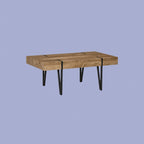 Couchtisch 105x60 cm Industriedesign – Rustikale Holzoptik, Schwarze Metallbeine