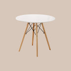 Moderner Weißer Runder Küchentisch - Massivholzbeine, Eames Stil