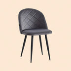 Esszimmerstuhl – Dunkelgrau, Samtbezug mit Rautensteppung, Schwarze Metallbeine