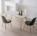 Skandinavisches Design Weißer Esstisch - Mit Goldenen Metallbeinen